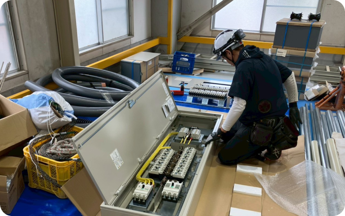電気工事の施工写真